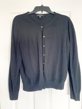 Ann Taylor Black Button-Front Cardigan Sweater